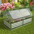 thumbnail image 3 of Topbuy 6FT x 3FT x 3FT Galvanized Raised Garden Bed with Greenhouse Bottomless Flower Bed with Clear Cover Outdoor Planter Box Kit, 3 of 10