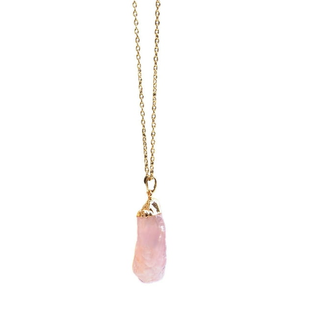 PVCS Collier en Cristal de Pierre Naturelle Plaqué Or Pendentif en Quartz