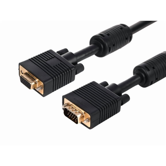 Monoprice Super VGA Extension Cable - 6 Feet - Black | Male to Female Monitor Cable with Ferrite Cores (Gold Plated)