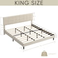 thumbnail image 3 of King Size Platform Bed Frame with Fabric Upholstered Headboard and Wooden Slats, Heave Duty King Bed Frame No Box Spring Needed/Easy Assembly, 3 of 8