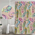 thumbnail image 5 of Summer Slippers Shower Curtain, Waterproof Shower Curtains for Bathroom, Watercolor Flip Flops Ocean Beach Light Brown Washable Fabric Bathtub Curtain Set Bath Decor with 12 Hooks Standard 72"x72", 5 of 8