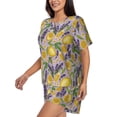 thumbnail image 2 of Qekee Lavender Flowers Women's Pajama Set Short Sleeve Sleepwear Summer Home Wear with Pockets Soft Short Sleeve Shirt - Lavender Flowers, 2 of 9