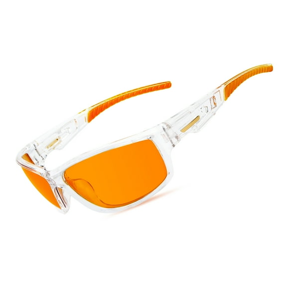 Goiteia Polarized Sunglasses for Sports Men Women, Wrap Around, Orange