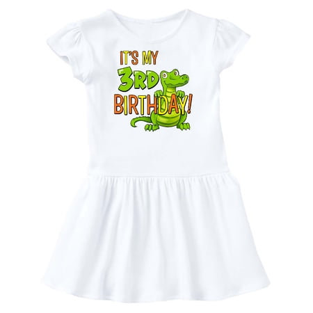 

Inktastic It s My 3rd Birthday with Cute Green Alligator Gift Toddler Girl Dress