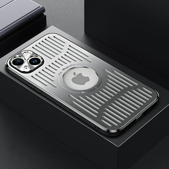 MagSafe Compatible Case for iPhone 14 Plus with Advanced Cooling & Shockproof Military Grade Protection, Rugged Aluminum Metal Heat-Dissipation Magnetic Cover for iPhone 14 Plus, Silver