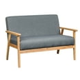 thumbnail image 2 of Gala 45 Inch Modern Loveseat Bench, Gray Fabric, Natural Brown Wood Frame - Saltoro Sherpi, 2 of 5