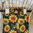thumbnail image 3 of Black Sunflower Duvet Cover and Pillowcase Set for Single Bedding, Bedroom Accessories for Kids Teens, 3 of 5