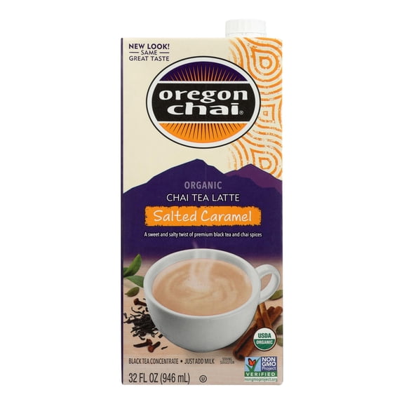 OREGON CHAI - Natural Salted Caramel Chai Tea Latte Concentrate - 32 fo, Case of 6