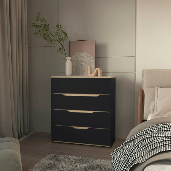 Bedroom Dressers Lynbrook 4-Drawer Dresser Black Wengue and Light Oak,Chests For Bedroom