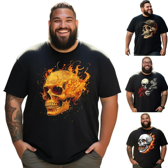 Men T Shirt for Big & Tall Man Graphic Short Sleeve Plus Size Oversized Tee Tshirts L T0 5DAT 003