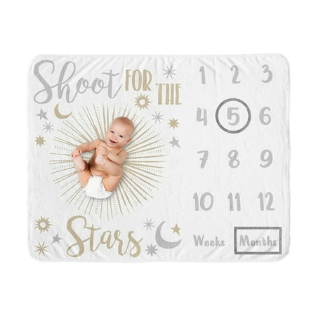 UPC: 0846480092872 | Celestial Navy Blue and Gold Milestone Baby Blanket by Sweet Jojo Designs