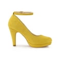 thumbnail image 3 of BLISSFUL STEP Chaussures pour Femmes Bout Rond Talon Aiguille Bride à la Cheville Escarpins Jaune 8, 3 of 8