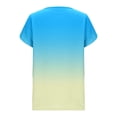 thumbnail image 4 of Women's Tops Square Neck Flowy Pleated Short Petal Sleeve Shirts Gradient Summer Casual Loose Comfortable Tee (XL, Sky Blue), 4 of 5