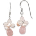 thumbnail image 1 of Sterling Silver Rose Quartz And Pink Fw Cultured Pearl Earrings (34 X 6) Made In Thailand qe2209, 1 of 5