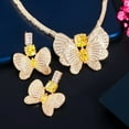 thumbnail image 5 of Lovely Yellow Baguette Butterfly CZ Stone Choker Jewelry Set for Brides Wedding, 5 of 7