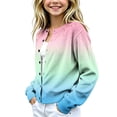 thumbnail image 3 of Cethrio Girls Knitted Cardigans, Button Front Gradient Color Fall Winter Long Sleeve Fall Winter Sweater Size 9-10 Years Pink, 3 of 5