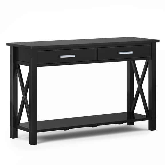Simpli Home Kitchener SOLID WOOD 47 inch Wide Contemporary Console Sofa Table in Black