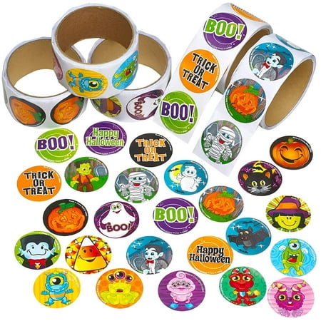 Halloween Sticker Roll for Kids - 500 Pcs Assorted Spooky Sheets - Party Favors, Game Prizes Giveaways, Novelty Toys, Wall Decals, Creative Scrapbooks, Personalized Arts and Crafts