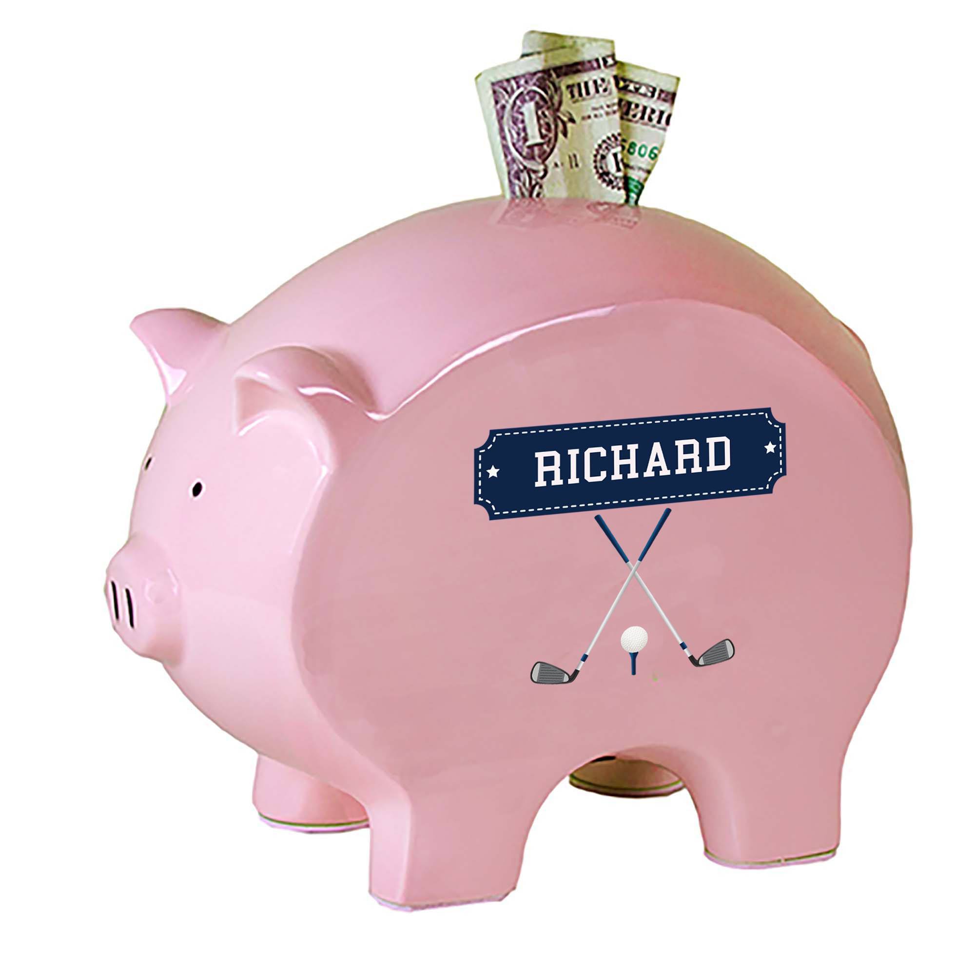 Personalized Pink Piggy Bank Golf