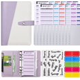 thumbnail image 1 of Carpeta de presupuesto A6 con cremallera, hojas de presupuesto con 14 sobres transparentes, portadocumentos multiusos para oficina, agenda para tarjetas de presentación, color morado., 1 of 8