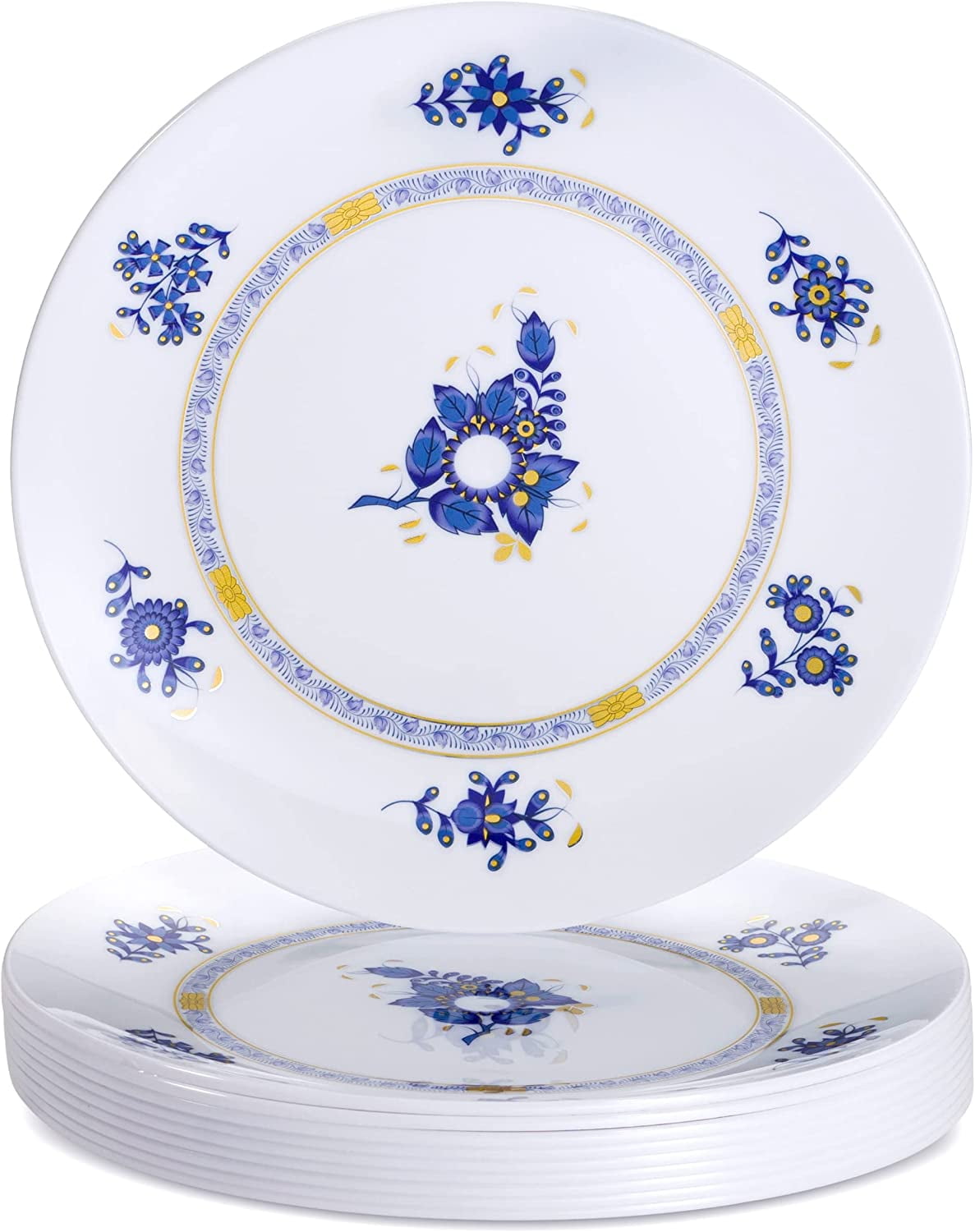 Vintage Floral Design Plastic Dinnerware Set (10pcs)HeavyDuty