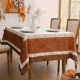 thumbnail image 2 of AUR Fall Rectangle Tablecloth 52 x 70 Inch, Thanksgiving Autumn Harvest Maple Table Cloth, Stain Resistant Washable Table Cover for Dining, Party, Holiday Decor - Orange and Beige, 2 of 13