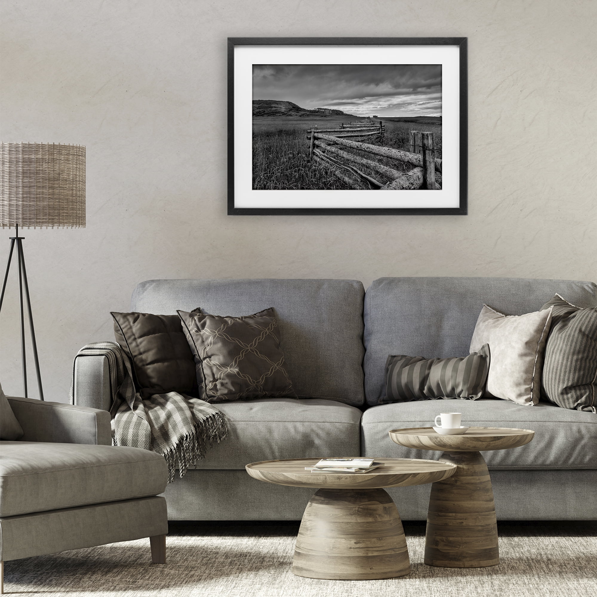 Stupell Industries Weathered Fence to Distant Horizon Black Framed Print Under Glass, design by Jon Evan