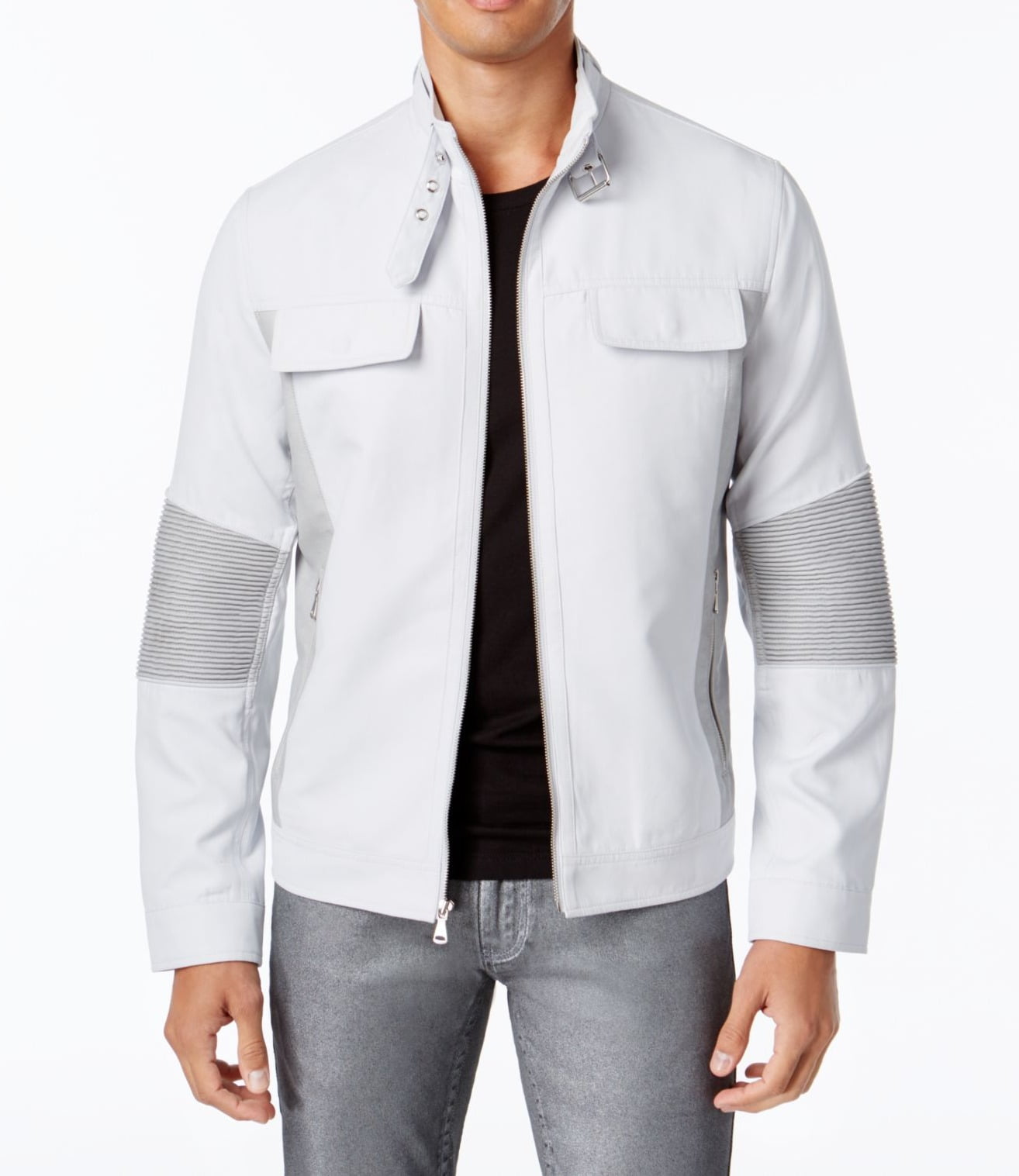 I-N-C Mens Faux Suede Motorcycle Jacket