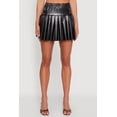 thumbnail image 4 of Womens Faux Leather Drop Waist Pleated Skirt, 4 of 5