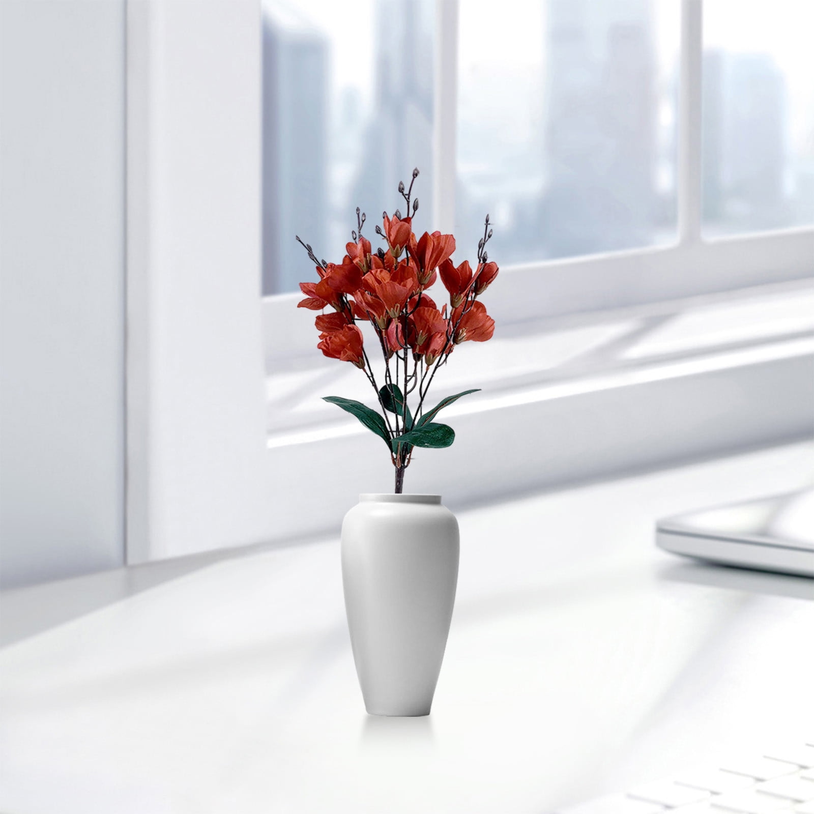 Artificial Magnolia Flower Stems Imitation Fake Flower Reals Touch for Home Decor Living Room Table Centerpiece Faux Magnolia Floral Stems Wedding Arrangement Artificial Branch Decorative Plants