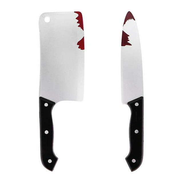 2 cuchillos de plástico para decoraciones de Halloween.