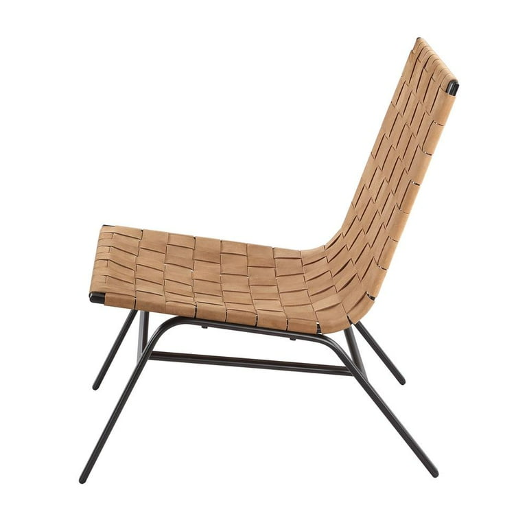 Comfort Pointe Cavett Modern Woven Brown Leather Accent Chair for