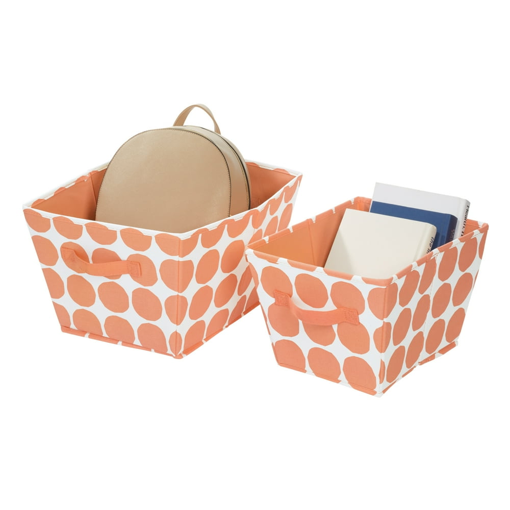 iDesign Dot Angled Storage Bin 2 Piece Combo Set, Coral