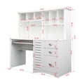 thumbnail image 5 of DEALTOPS Home Office Computer Desk with Hutch, 3 Drawers, Study Table, Keyboard Tray, White, 5 of 9
