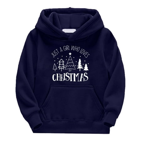 

TIREOW Leisure Kids Hoodie Toddler Funny Christmas Crewneck Shirts for Girl and Boys Long Sleeve Graphic Pullover Tops Oversized Christmas Sweatshirts Fashionable(11-12 Years Navy)