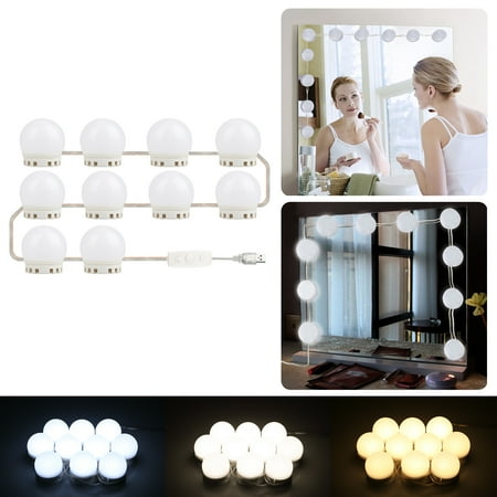 EEEkit Vanity Mirror Light Kit for Makeup Hollywood Style with 10 LED Mirror Lights Bulbs, Brightness Dimmable, 3 Color Modes,...