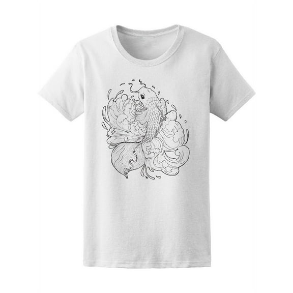 Vintage Pattern With Koi Fish T-Shirt Women -Image by Shutterstock, Female x-Large