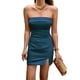 thumbnail image 5 of Vestido corto bandeau para mujer Y2k satén sin tirantes mini vestido flaco de regreso a casa, 5 of 6