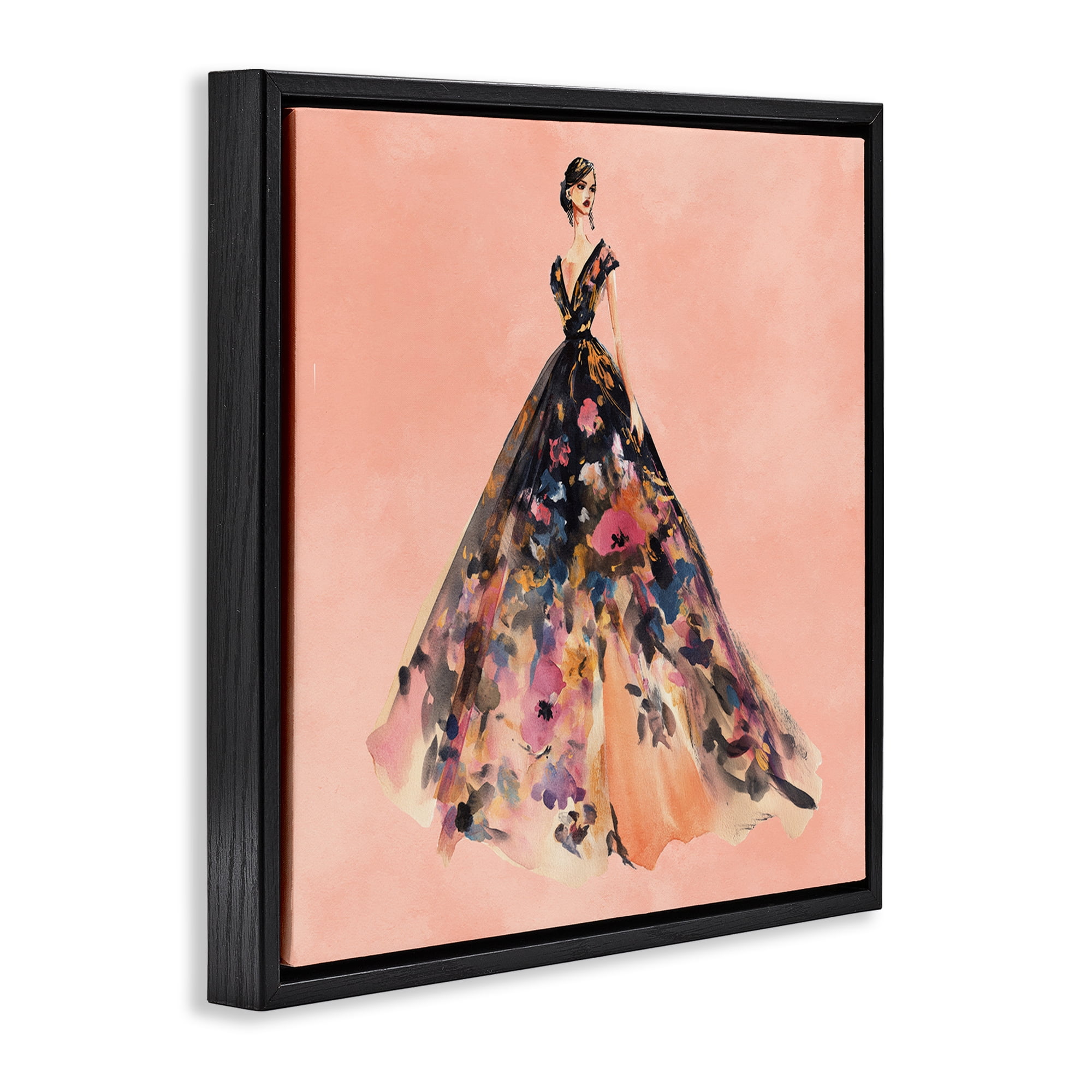 Stupell Industries Rose Gold Night Black Framed Floater Canvas Wall Art, design by Svetlana Aleynikova