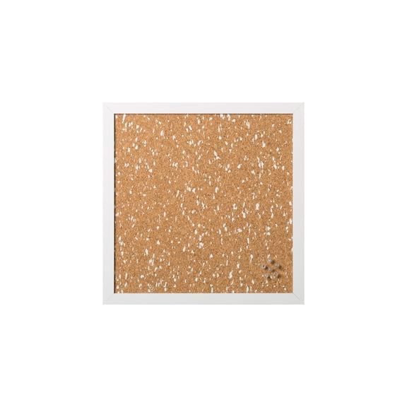 MasterVision White Speckled Cork Bulletin Board, White MDF Frame, 18" X 18"