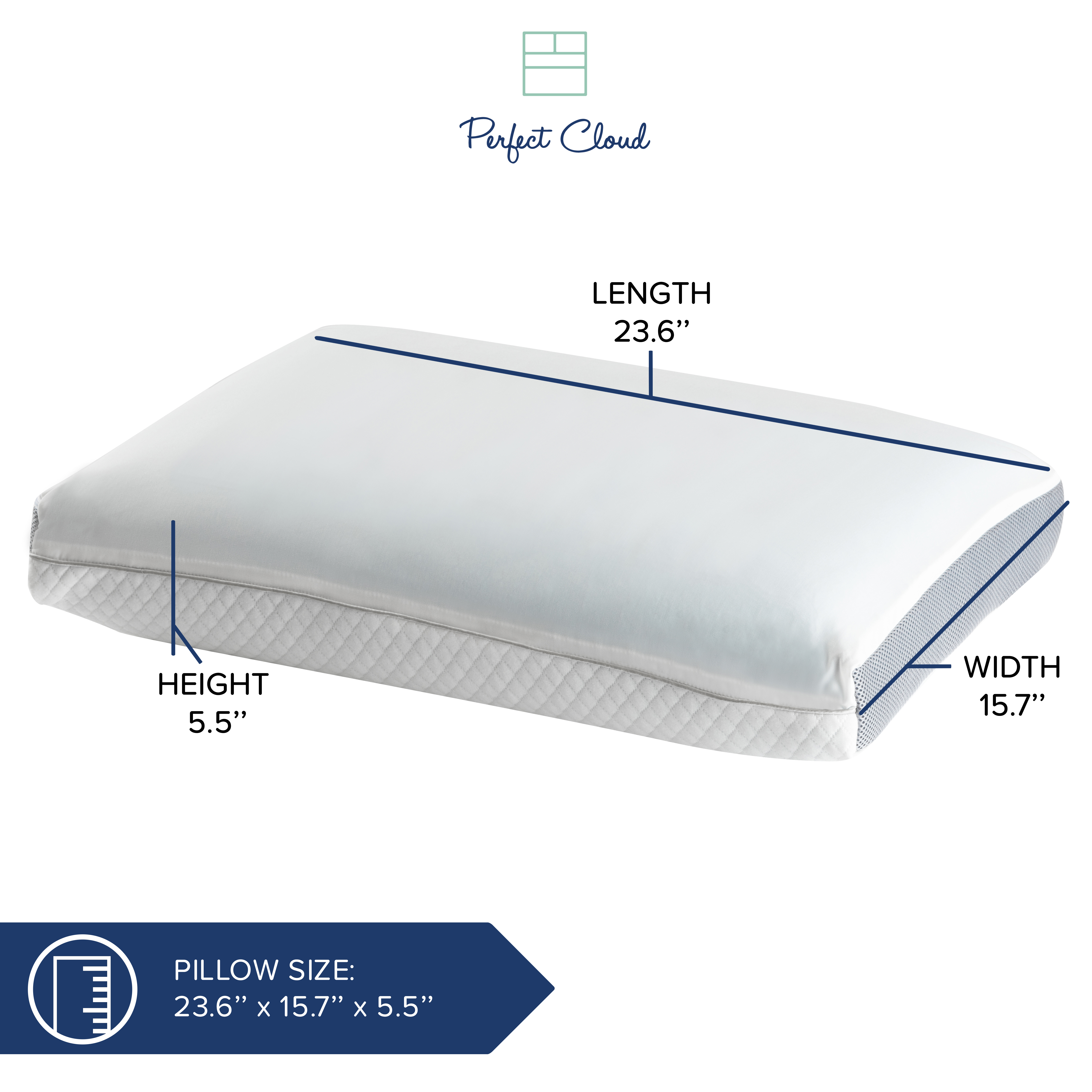 Perfect Cloud Dual Option Cooling Memory Foam Pillow Breathable Gel Pods 5.5” Medium-Loft, Standard