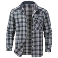 thumbnail image 5 of Mens Western Flannel Shirt Pearl Snap Long Sleeve Checkered Plaid Regular Fit Shacket Lightweight Christmas Jacket, 5 of 7