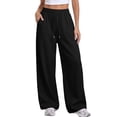 thumbnail image 5 of BUIGTTKLOP Womens Sweatpants Fleece Lined Wide Leg Sweat Pants Cotton Elastic Waisted Trousers with Pockets, 5 of 8