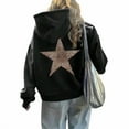 thumbnail image 2 of Arlun Leopard Star Graphic Hoodies for Women Oversized Drop Shoulder Long Sleeve Pullover Sweatshirt Plus Size Loose Fit Comfortable Casual Hooded Tops Streetwear Black XL, 2 of 4