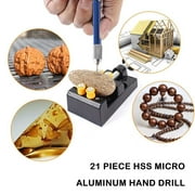 21pcs Mini Twist Micro-Drill Set 61-80 Jewelers Bit Pin w/ Hand Drill Kit S6N7