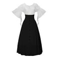 thumbnail image 6 of Hvyesh Costume Women Outfit with Renaissance Peasant Skirt + Off Shoulder Trumpet Sleeve Tops, Victorian Skirt High Waisted Button Skirt Set for Womens Halloween Costumes, 6 of 7