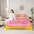 thumbnail image 4 of Erosebridal Sport Softball Letter Monogrammed S Twin Bedding Sets 7-Piece for Teens,Baseball Ice Cream Drip Bedding Comforter Set for Boys Girls,Pink Reversible,Breathable Home Decor, 4 of 6