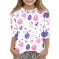 thumbnail image 4 of Easter Children's Seve Quarter Sleeve Printed T Shirt Top Comfortable Casual Shirt 6-7 Years Easter Outfit Toddler Girl 6-7 Years, 4 of 4