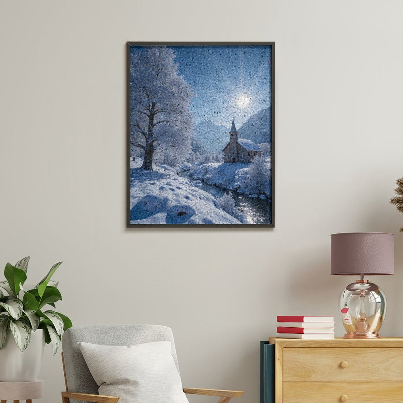 Paint by Numbers Kit for Adults, Winter Landscape Serene Snow Chapel Paint by Numbers, Easy Paint by Numbers Kit for Adults Beginner, DIY Adult Paint by Number Kits on Canvas, Home Decor