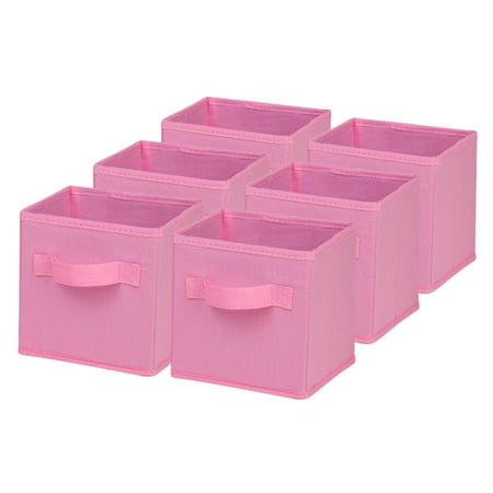 Honey-Can-Do Mini Non-Woven Foldable Cubes, 7"H x 5 3/4"W x 7"D, Pink, Pack Of 6